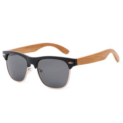 China Custom logo UV400 Polarized Flymoon hot selling PC wood temple and metal sunglasses for sale