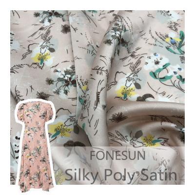 China Tear-resistant floral print satin fabric floral print 150CM customer satin fabric plain weave fabric for sale