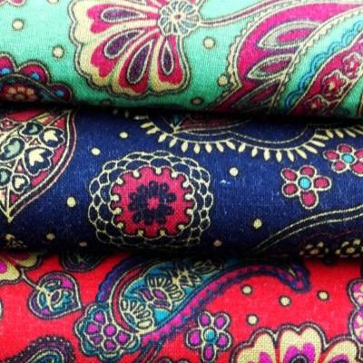 China Fonesun-L475 Organic Colorful Floral Screen Printing Canvas Hemp Fabric / 100% Digital Printing for sale