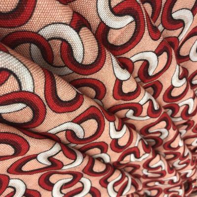 China Viable for high quality fabric 85rayon red 15wool, women garment print woolen worsted 100% wool Digital custom made 20 yards 7-15 days 177GSM for sale