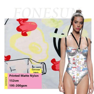 China Double Faced 20% Spandex 200gsm Custom 80% Nylon 4 Way Stretch Lycra Swimwear Fabric Eastic Digital Printing Apparel Fabric for sale