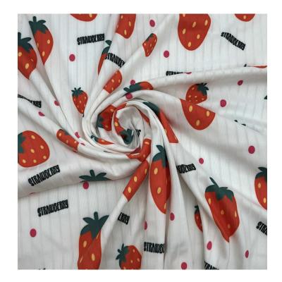 China Digital Printed Anti Pill Polyester Spandex Rib Knitted Elastic Fabric For Babies for sale