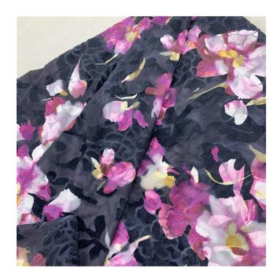 China Small Batch Anti-Static Warp Knitting Korean Fleece Printed Burnout Knitted Silky Velvet Fabric for sale