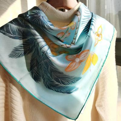 China Bulk Square Silk Hijab Scarf Head Print Shawl Women's Fashion Female Silk Scarves for sale