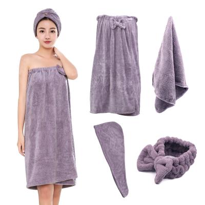 China Wholesales Hotel Kid Safe Towels Shear Towels Bath Set Embroider Bath Towel Set 4-Piece For Women for sale