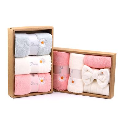 China Child Safe Towel 4-Piece Gift Sets Wholesales Custom Solid Color Towel Set With Headwrap for sale