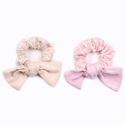 China Newest Fashion Bunny Ears Hair Scrunchies Wholesale Custom Organic Cotton Hair Scrunchies for sale