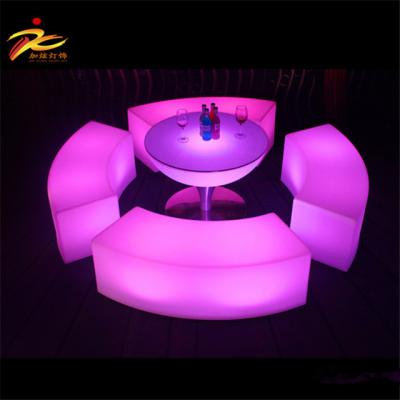 China Cheap custom furniture plastic curved club stool light/plastic led furniture light/led table and led chair led furniture for sale