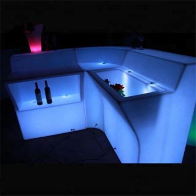 China Custom furniture glow plastic illuminated led wave shape bar counter table light up LED bar furniture / illuminated led bar table for sale