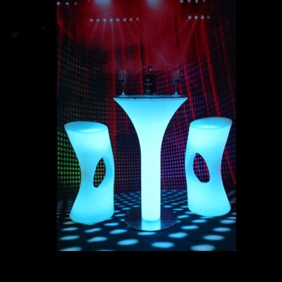 China modern rechargeable led plastic cocktail table with metal/plastic base led metal base table for sale