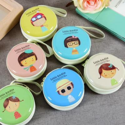 China Custom Design Factory Custom Mini Round Tin Can Earphone Earphone Case Coin Purse With Zipper for sale