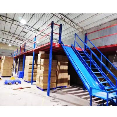 China Heavy Duty Warehouse Multi Level Storage Design Corrosion Protection Q235B Steel Structure Stretching Supported Mezzanine System Warehouse Rack for sale