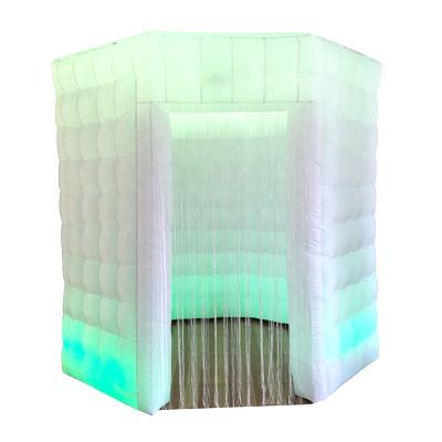 China For Weddings 2 Doors Inflatable Photo Booth Octagonal Shape Photo Booth Enclosure Portable LED Lights Photo Booth for sale