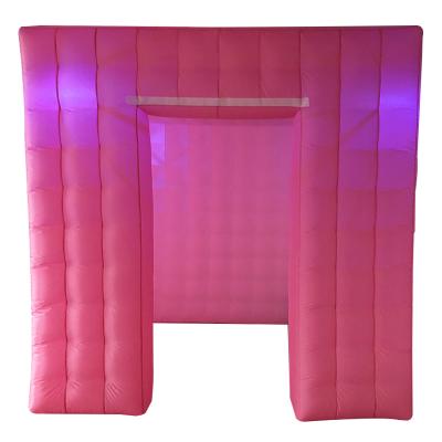 China 210D Oxford With PU Coating Rometic Pink Portable Inflatable Cube Photo Booth Photo Studio Backdrops Photo Shoot Booth for sale