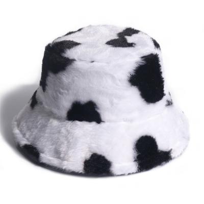 China Unisex Faux Fur Winter Winter Hats For Women Mens Scare Print Bucket Hat Panama Fisherman for sale