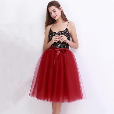 China Breathable 7 Layers 65cm Knee Length Tulle Tutu Skirt Wedding Bridesmaid Ball Gown Skirt for sale