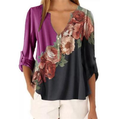 China Wholesale Fashion High Quality Women's Floral Chiffon Blouse Breathable Chiffon Blouse Shirt for sale