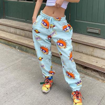 China High Quality Breathable Printed Cartoon Draw String Jogger Pants Chic Casual Pants For Women for sale