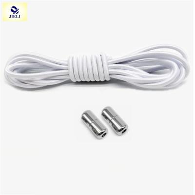 China Jieli Round Lazy Elastic Lock Shoe Laces Shoe Laces Cap Lock Metal Tip No Tie Laces for sale