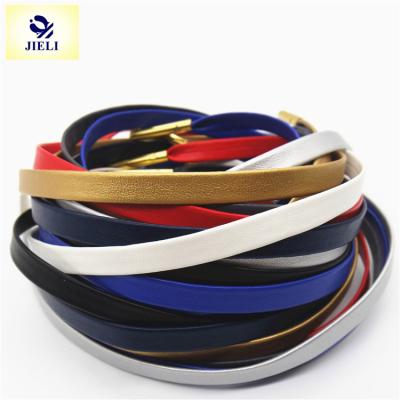 China Jieli Flat Custom Genuine Leather Laces Wholesale Leather Shoe Lace for sale