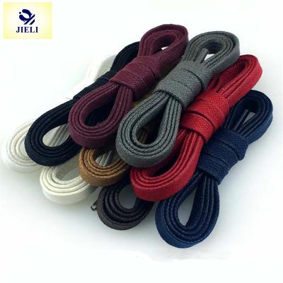 China Jieli Flat Customized Cotton Flat Waxed Elegant Shoe Lace For Sale for sale