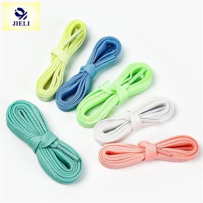 China Jieli Flat Colorful Glowing Laces Wholesale Neon Shoe Laces For Trainers for sale