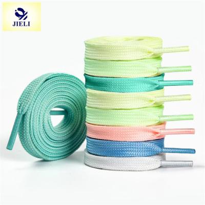 China Fashion Flat Design Custom Jieli Color Flat Neon Glow In Dark Laces for sale