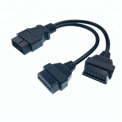 China All Cars 16 Pin OBD 2 OBDII OBD2 Y Splitter Cable Male To Female Extension Cable for sale