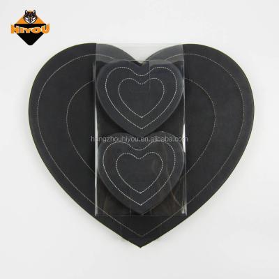 China 2016 sustainable hot sale netting 4pcs set heart shape embroidered pu faux leather place mats for sale