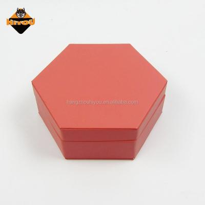 China 2016 Newest Faux Leather Hexagon Faux Leather Ring Packaging Jewelry Box for sale