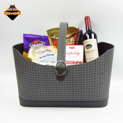 China Christmas Gift Eco-Friendly Leather Basket Colorful Pu Storage Basket For Party Favor for sale