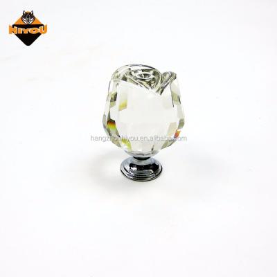 China Modern Decorative Crystal Flower Shape Decorative Hardware Furniture Hardware Cabinet Door Drawer Glass Crystal Knob for sale