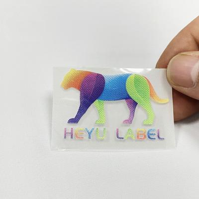 China Washable Colorful Logo Printing Silicone Custom Heat Transfer Tags Rubber Patches For Clothes for sale