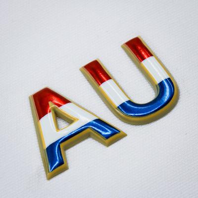 China High Quality Washable Garment Badges Wholesale Custom Alphabet Letters Iron On Tpu High Frequency Logo Labels For Football Club for sale