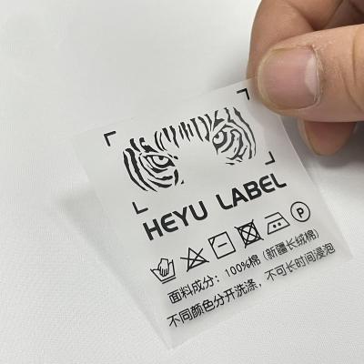 China Washable Transparent Soft Apparel Logo Care Sticker Wholesale Custom Printing Tpu Clear Washing Labels For Swimwear for sale