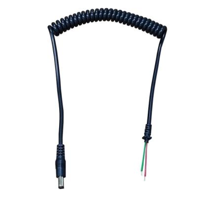 China Electronic processing custom DC head connection cable black copper-clad steel high spring PVC/PU 2 core Spiral cable for sale