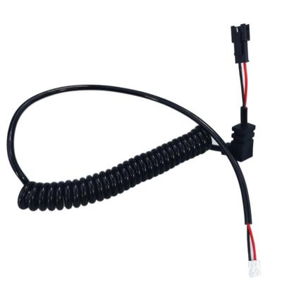 China Electronic PU/PVC spring Slingshot cable Terminal cable retractable spiral 2-core 22/24AWG power cable for sale