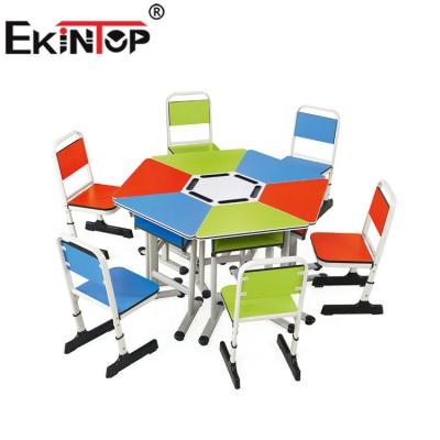 China Modern Cheap School Furniture Student Desk Ekintop Student Furniture Student Desk Chairs With Notepad for sale