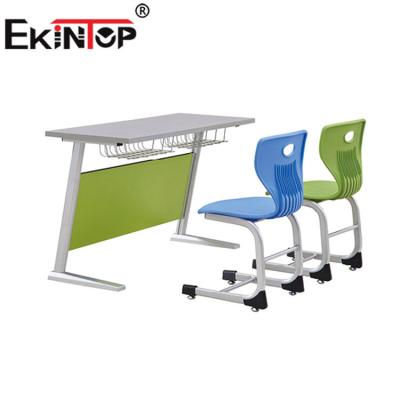 China Factory Wholesale Modern School Furniture School Student Desk Ekintop Double Student Desk And Plastic Student Chair for sale