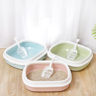 China Lealoncat Cat Litter Accessories Clean Up Plastic Viable Products Space Training Large Cleaning Cat Toilet Plastic Cat Litter Box for sale