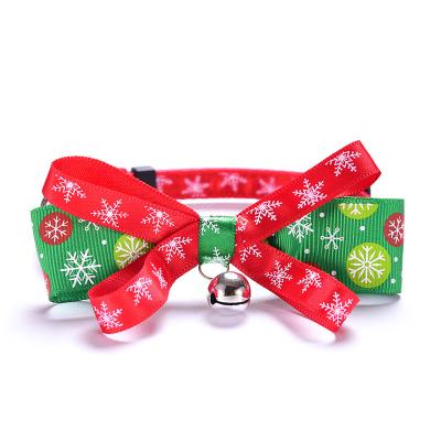 China Light Source Factory Pet Products Christmas Series Adjustable Pet Bell Collar Bow Link Dog Bell Collar for sale