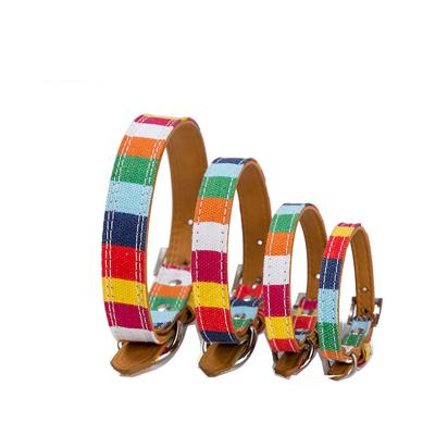 China JEWELED Rainbow Rope Pet Pet Cat Collar Leather Belt Colorful Leather Leash JEWELED Climbing Set for sale