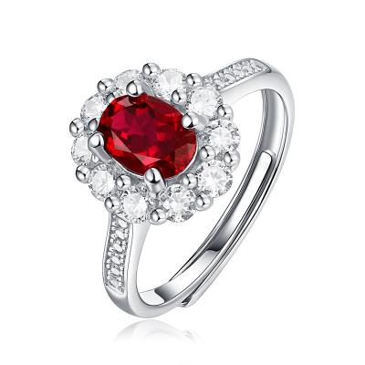 China S925 Silver Plating TRENDY Ruby Zircon Luxury Resizable Ring For Women for sale