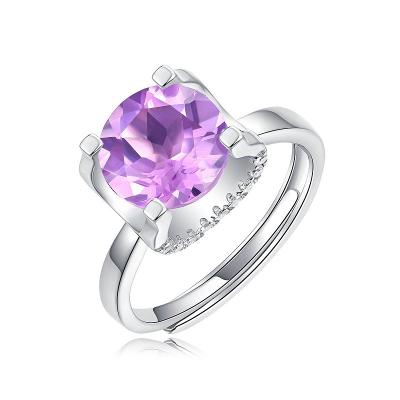 China S925 Silver Plating Amethyst TRENDY Ring For Women Gifts Luxury Resizable for sale