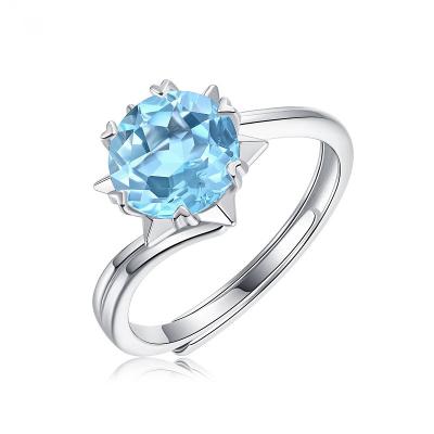 China FASHIONABLE Plating S925 Silver Topaz Luxury Resizable Ring For Women for sale