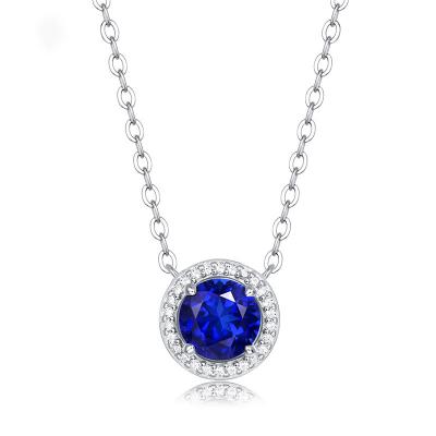 China TRENDY Plating S925 Silver Sapphire Zircon Pendant Necklace For Women for sale