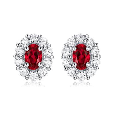 China FASHIONABLE Plating S925 Silver Ruby Zircon Luxury Earrings For Women for sale