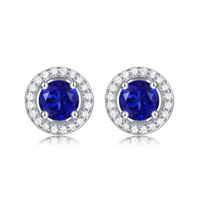 China S925 FASHIONABLE Plating Silver Sapphire Zircon Stud Earring For Women for sale