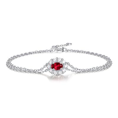 China FASHIONABLE Plating S925 Silver Ruby Zircon Luxury Bracelet For Women for sale