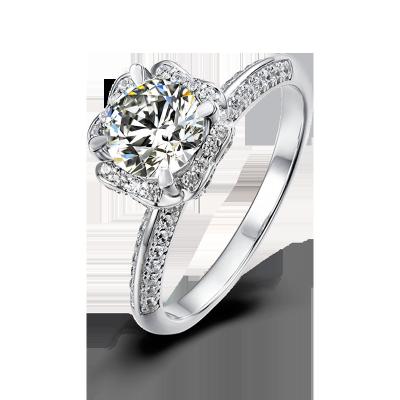 China Romantic Hot Sale Fine Jewelry 925 Moissanite Engagement Wedding Heart Silver Plated Flower Diamond Rings For Women for sale